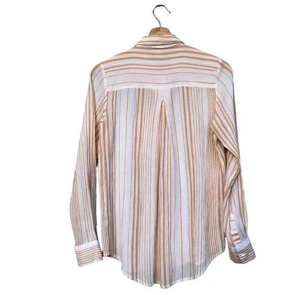 Sundance Catalog Women's Create Beauty Cream Striped Button Up Shirt Size XS - Picture 3 of 6